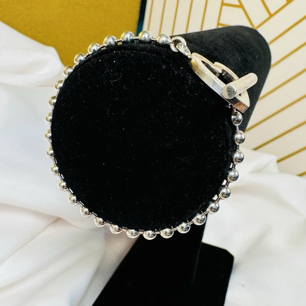 Gucci Sterling Silver Heart Ball Chain Toggle Bracelet Genuine Signed - Picture 7 of 16